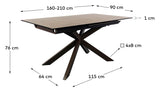 Atminda Extendable table 160x90, Brown ceramic