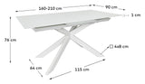 Atminda Extendable table 160x90, White glass and MDF