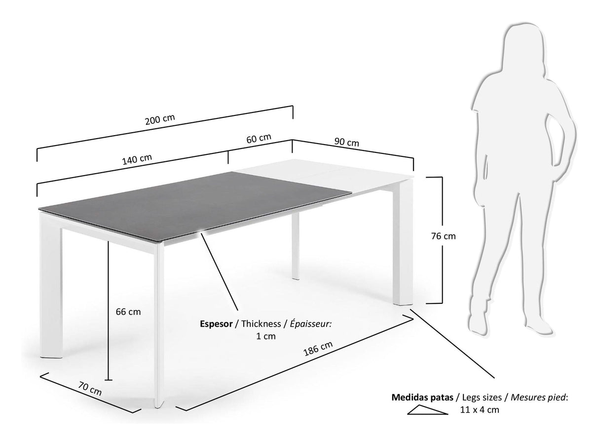 AXIS, Dining table 140/200cm, gray/white