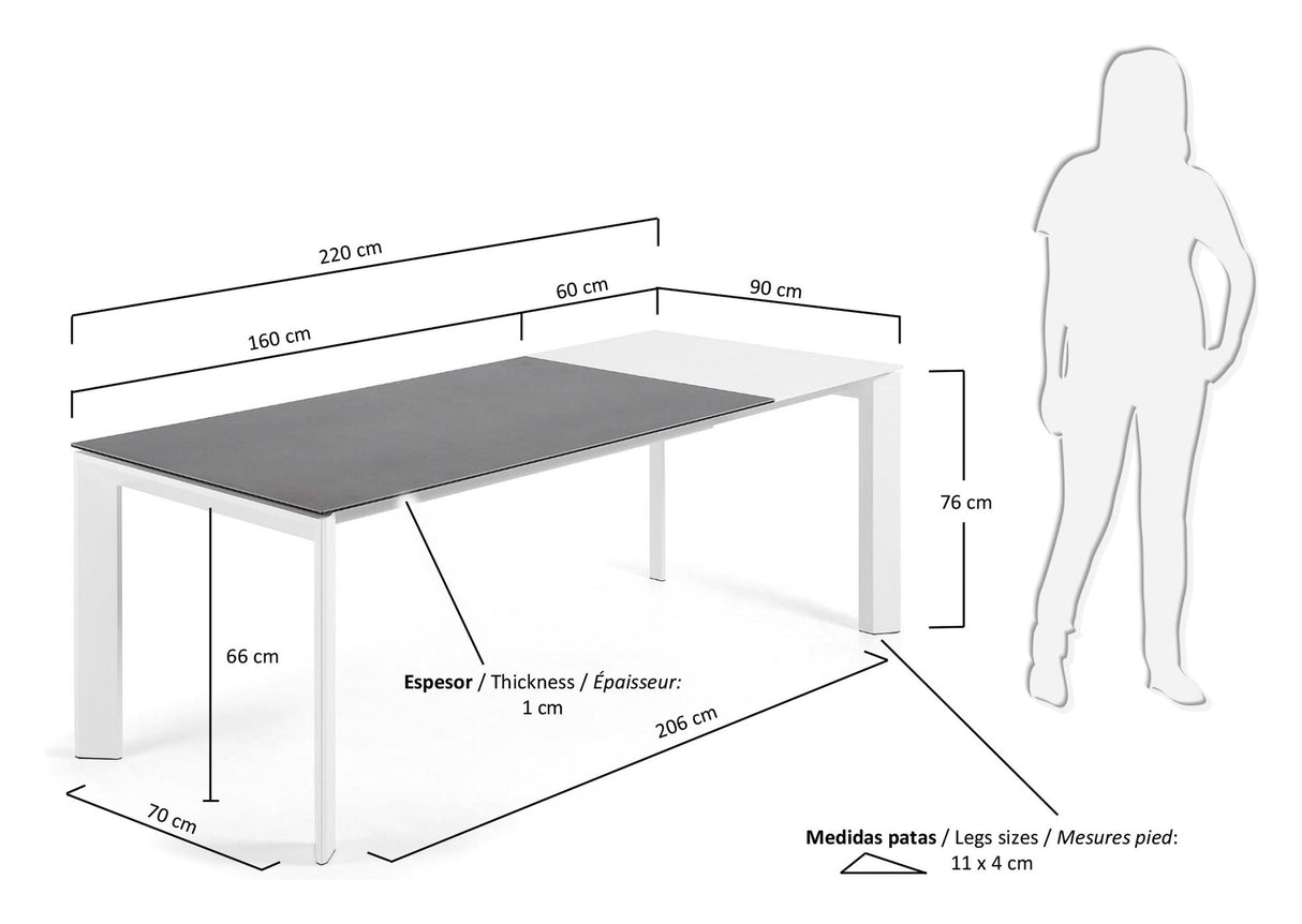 AXIS, Dining table 160/220cm, gray/white