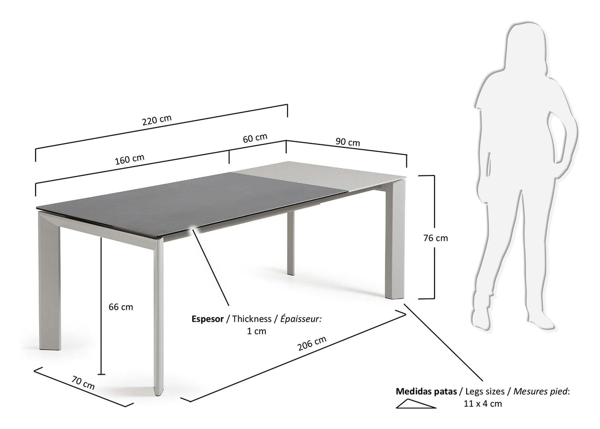 AXIS, Dining table 160/220cm, gray/silver