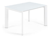 AXIS Dining table with pull-out, White Glass, 120 - 180x80