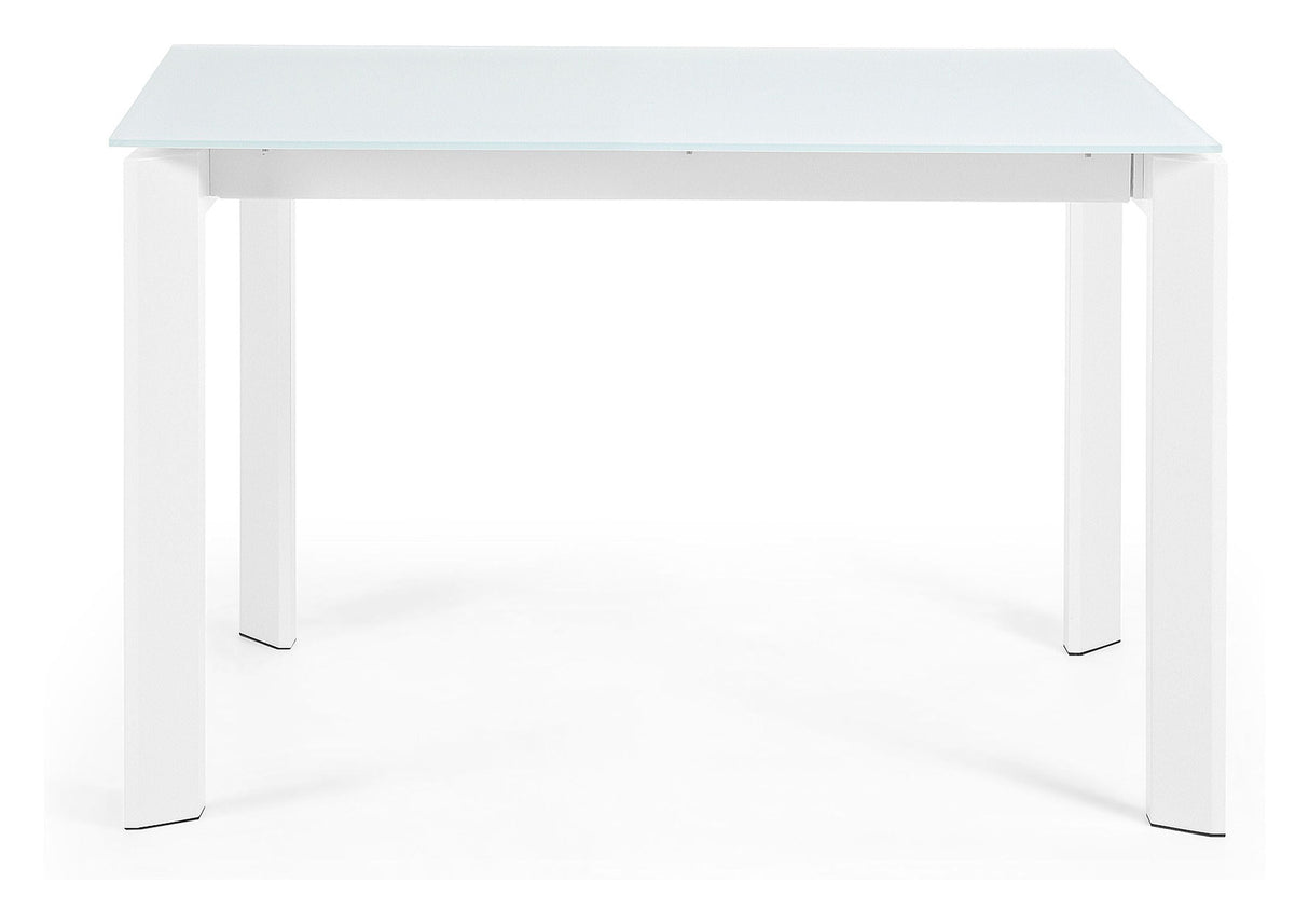 AXIS Dining table with pull-out, White Glass, 120 - 180x80