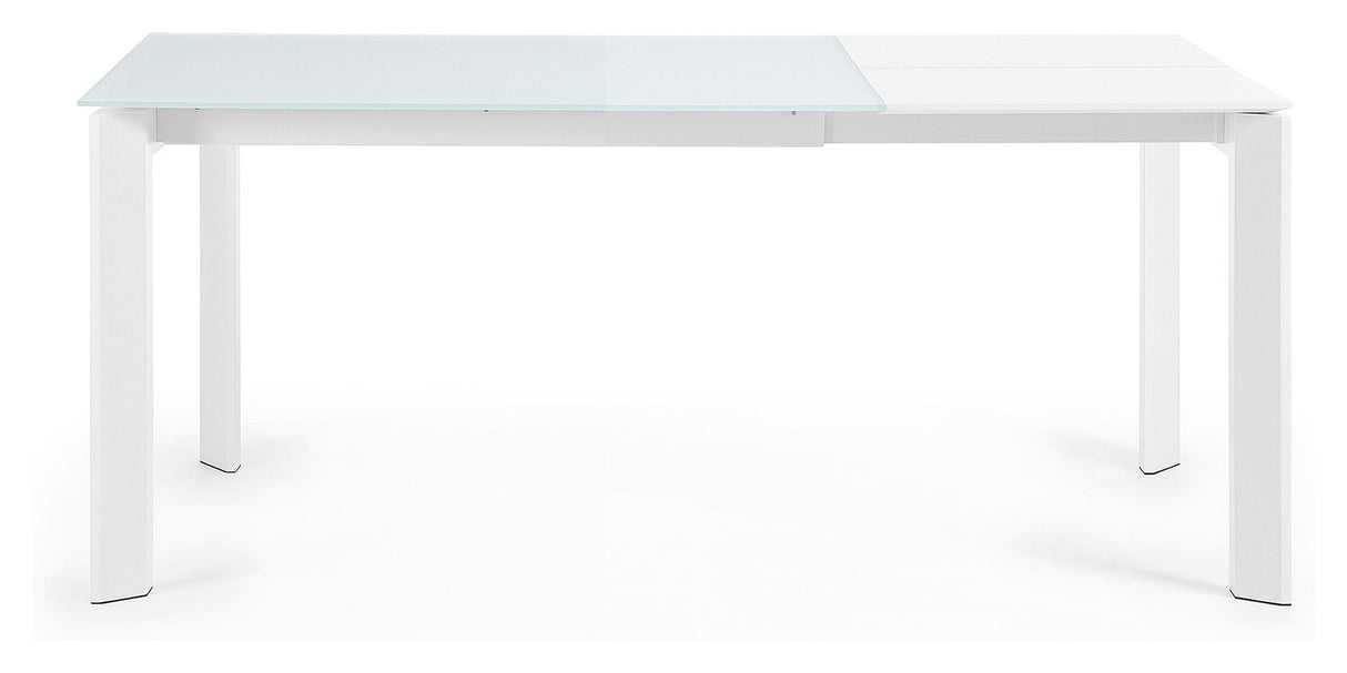 AXIS Dining table with pull-out, White Glass, 120 - 180x80