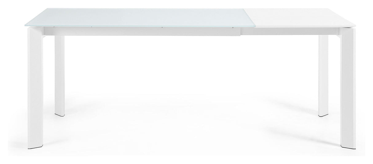 AXIS Dining table with pull-out, White Glass, 140 - 200x90