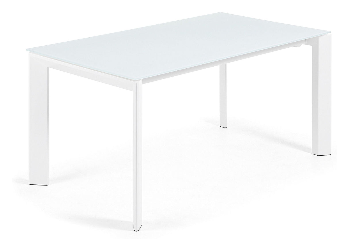 AXIS Dining table with pull-out, White Glass, 160 - 220x90