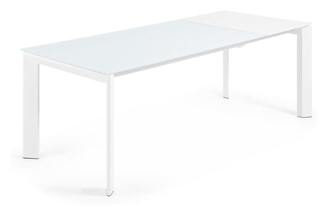 AXIS Dining table with pull-out, White Glass, 160 - 220x90