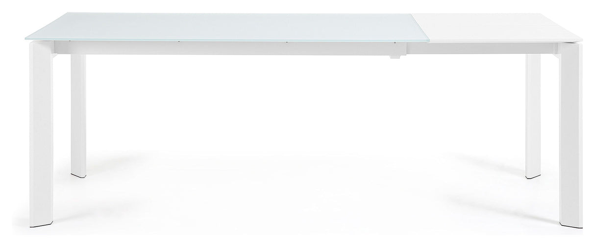 AXIS Dining table with pull-out, White Glass, 160 - 220x90