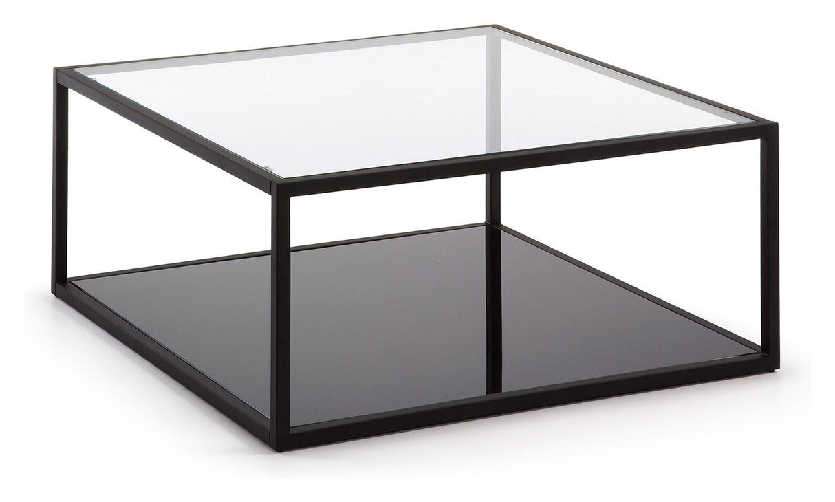 BLACKHILL Coffee table, Black, Tempered glass, 80x80