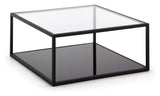 BLACKHILL Coffee table, Black, Tempered glass, 80x80