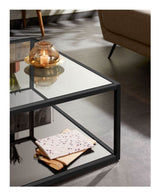 BLACKHILL Coffee table, Black, Tempered glass, 80x80