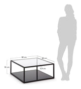 BLACKHILL Coffee table, Black, Tempered glass, 80x80