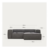 Block 2-pers. Sofa with right-facing chaise longue, Gray velvet