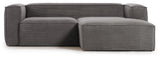 Block 2-pers. Sofa with right-facing chaise longue, Gray velvet