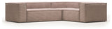 Block 3-pers. Corner sofa, 290x230, Pink velvet