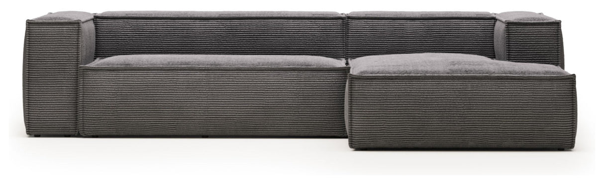 Block 3-pers. Sofa with right-facing chaise longue, B: 300, Gray velvet