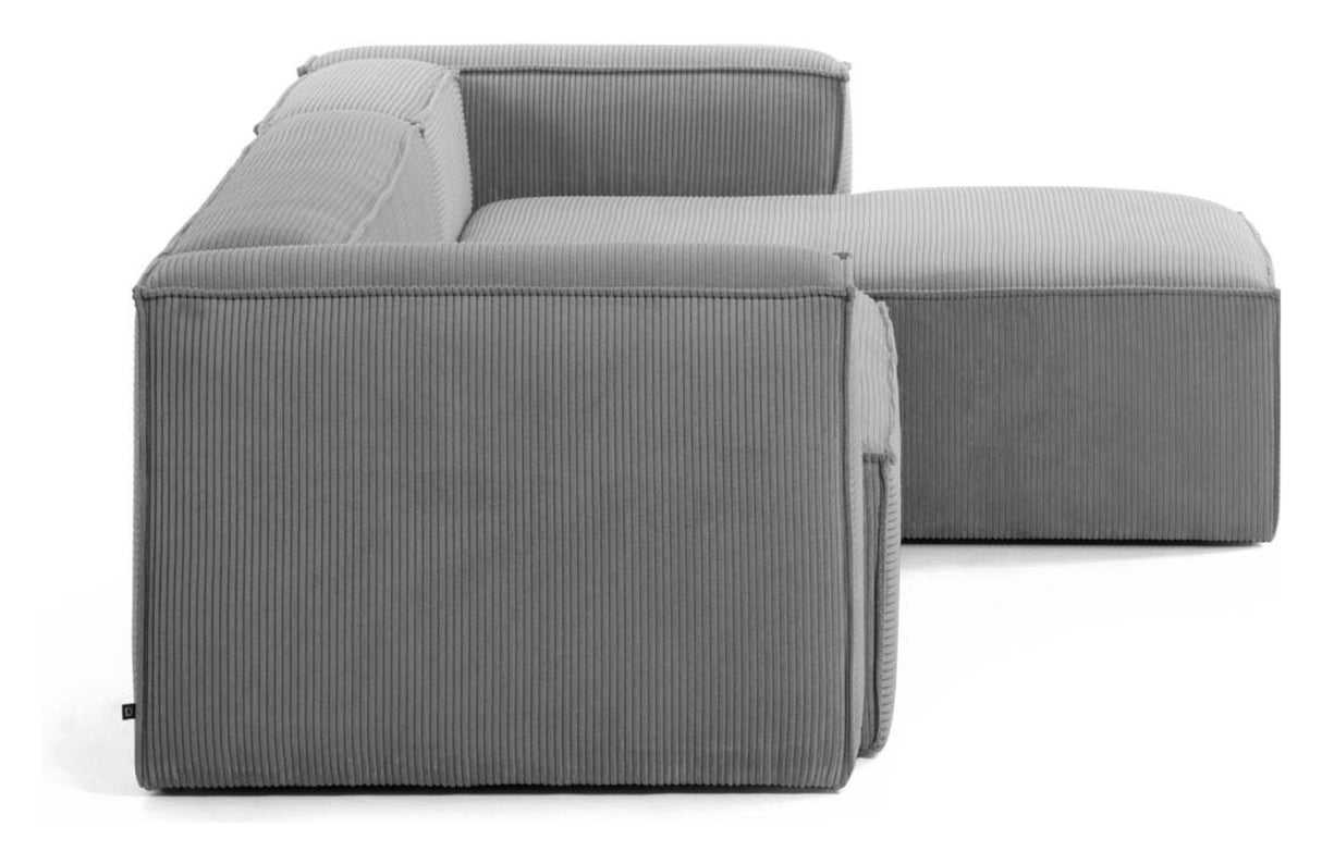 Block 3-pers. Sofa with right-facing chaise longue, B: 300, Gray velvet