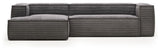 Block 3-pers. Sofa with left-facing chaise longue, B: 300, Gray velvet