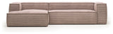 Block 3-pers. Sofa with left-facing chaise longue, B: 300, Pink velvet