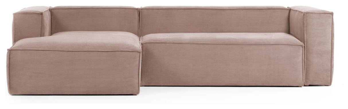 Block 3-pers. Sofa with left-facing chaise longue, B: 300, Pink velvet