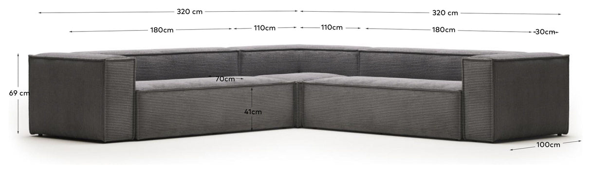 Block 6-pers. Corner sofa, 320x320, Gray velvet