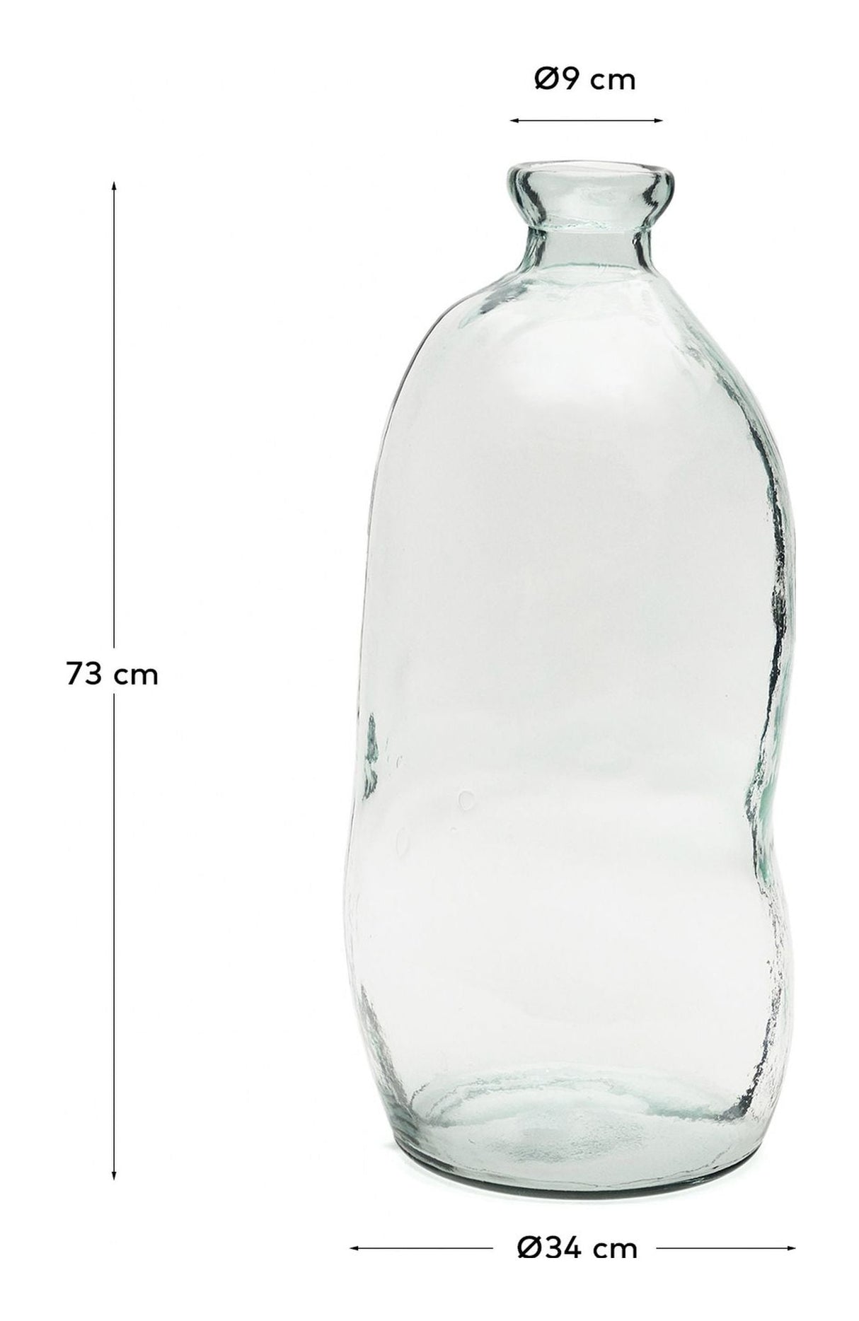 BRENNA Vase, Transparent glass, H:73