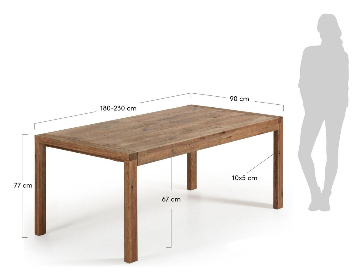 BRIVA Dining table with pull-out, Nature, 180 - 230x90