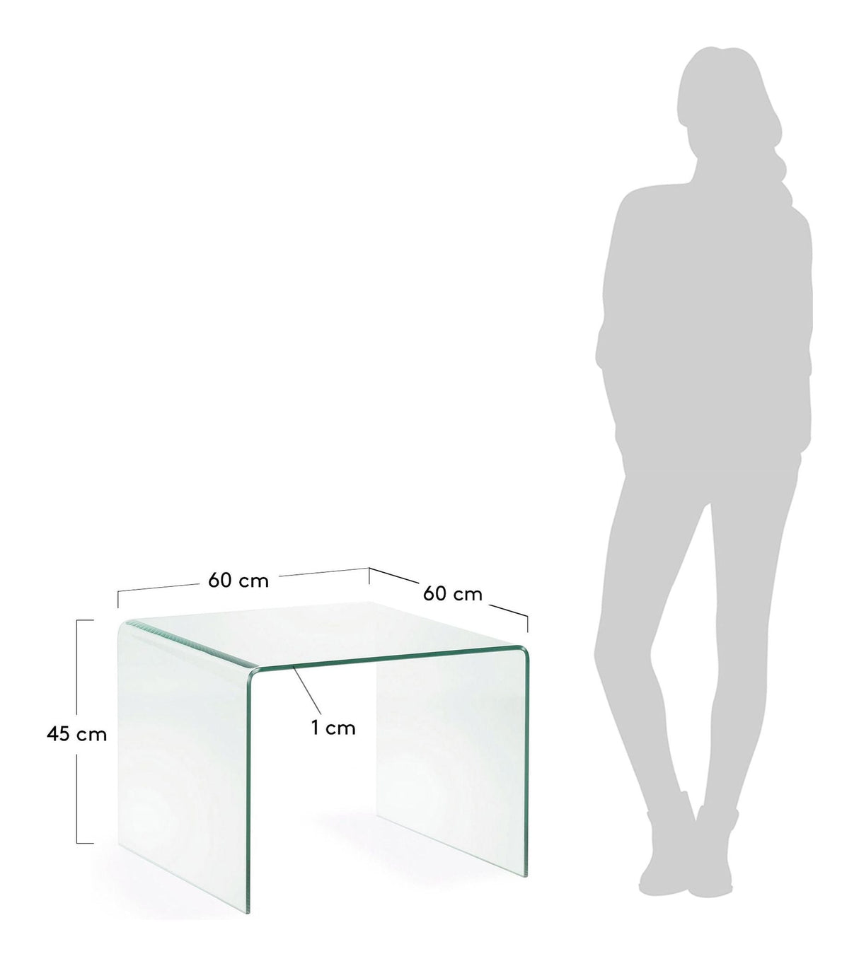 BURANO Side table, Tempered glass, 60x60