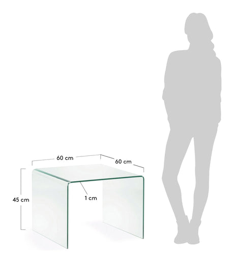 BURANO Side table, Tempered glass, 60x60