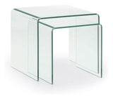 BURANO Side table, Tempered glass, Set of 2 tables, 50x50