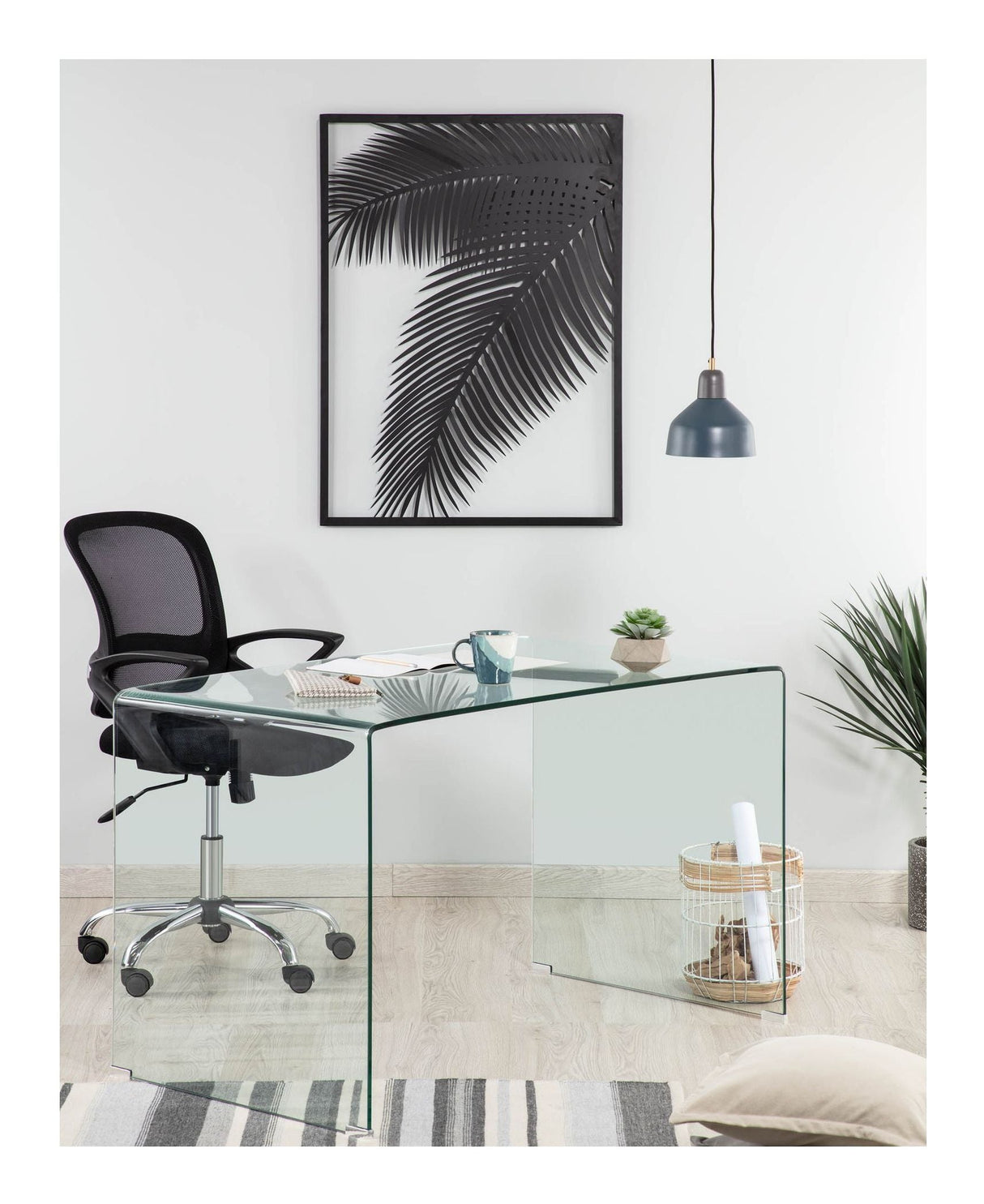 BURANO Desk, Tempered glass, 125x70