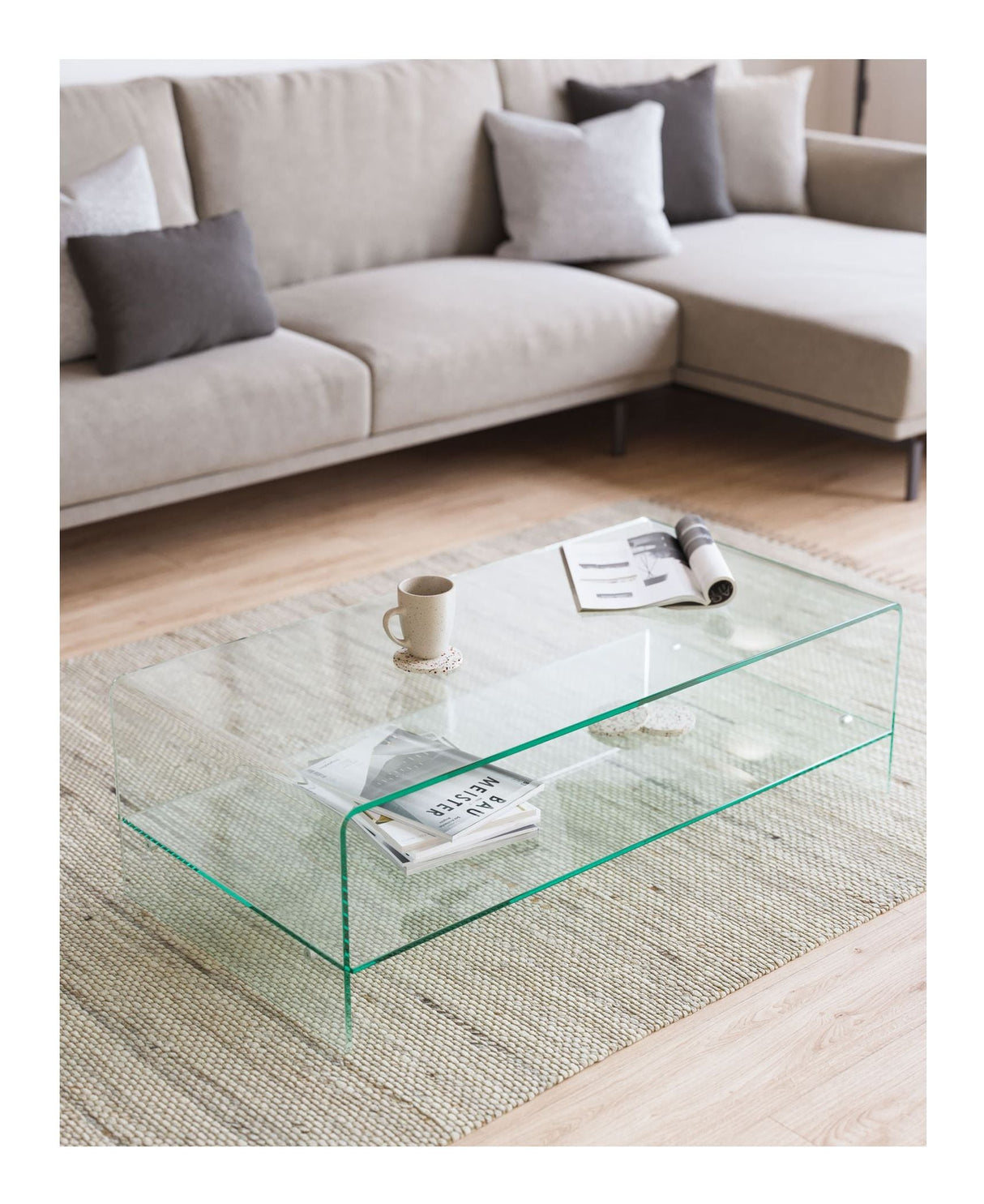 BURANO Coffee table, Tempered glass, 110x55