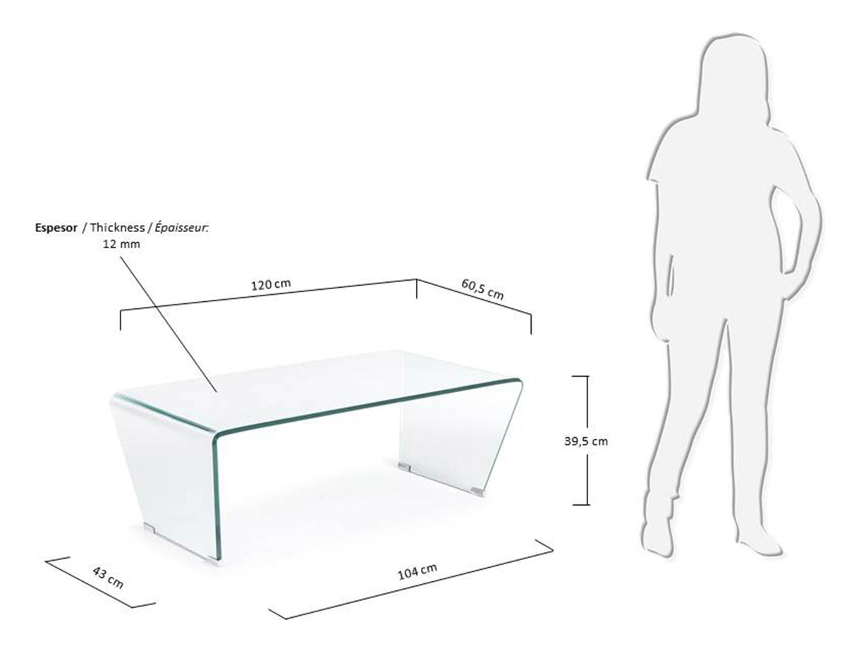 BURANO Coffee table, Tempered glass, 120x60