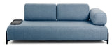 Compo 3-seater sofa with small tray, Blue fabric