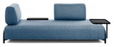 Compo 3-seater sofa with small tray, Blue fabric