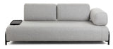 Compo 3-seater sofa with small tray, light gray fabric