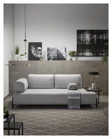 Compo 3-seater sofa with small tray, light gray fabric