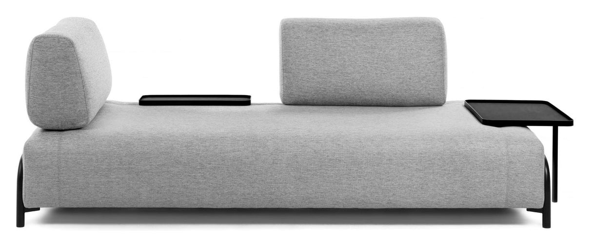 Compo 3-seater sofa with small tray, light gray fabric