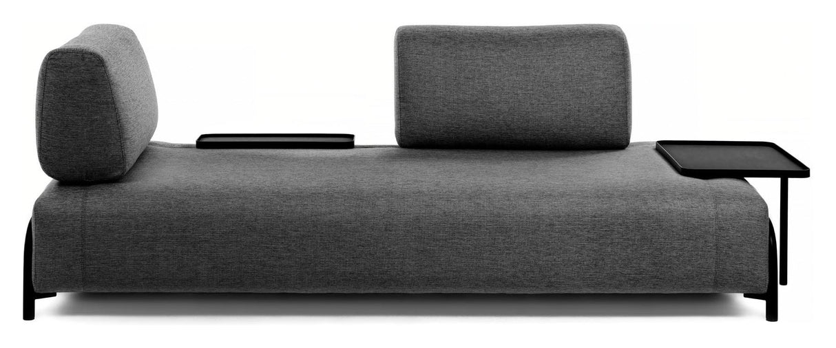 Compo 3-seater sofa with small tray, Dark gray fabric