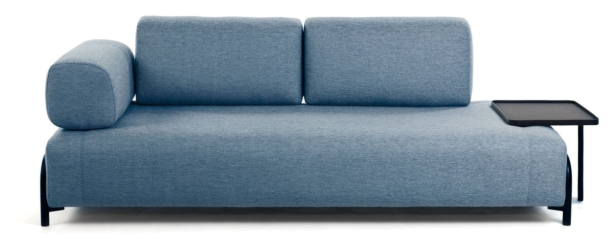 Compo 3-seater sofa with large tray, Blue fabric