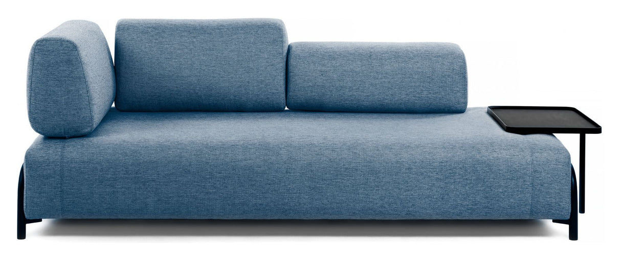 Compo 3-seater sofa with large tray, Blue fabric