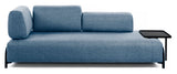 Compo 3-seater sofa with large tray, Blue fabric