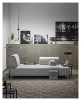 Compo 3-seater sofa with large tray, light gray fabric