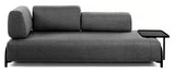 Compo 3-seater sofa with large tray, Dark gray fabric