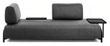 Compo 3-seater sofa with large tray, Dark gray fabric