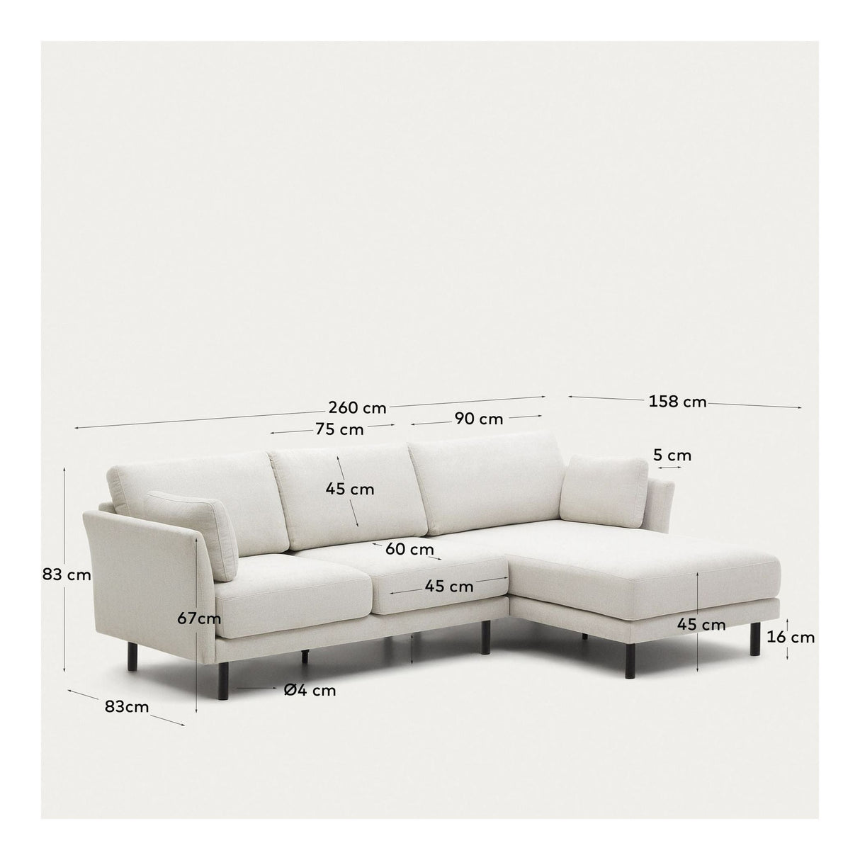 GILMA 3-pers. Sofa - white/black