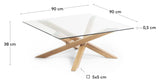 KAMIDO Coffee table, Nature, Tempered glass, 90x90