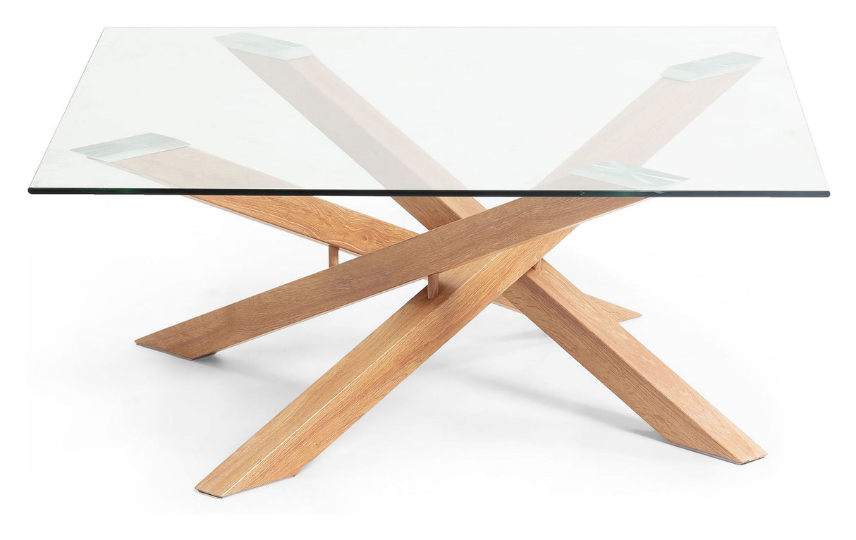 KAMIDO Coffee table, Nature, Tempered glass, 90x90