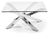 KAMIDO Coffee table, Silver, Tempered glass, 90x90