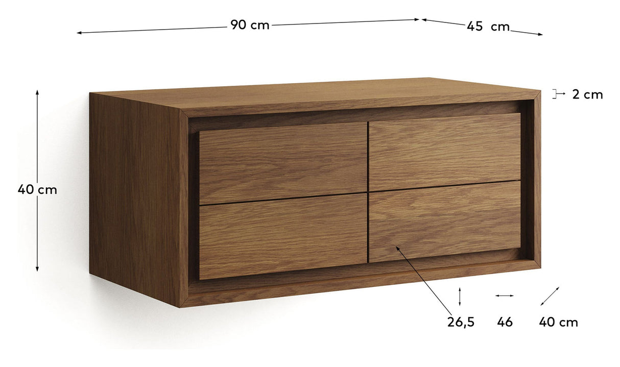 KENTA Bathroom Base, Brown, Teak, 90x45x40